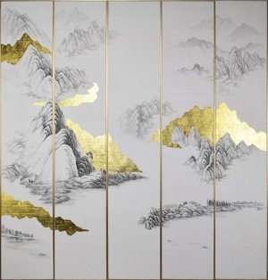 新中式山水壁画-ID:5338972