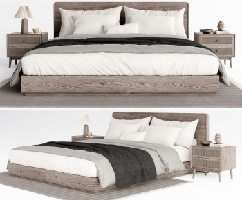 Wabi-sabi Style Double Bed-ID:454462055
