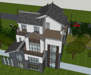 New Chinese Style Villa Appearance-ID:231895921