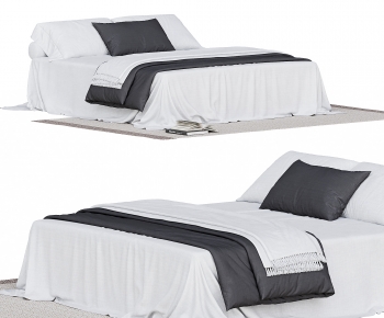 Modern Wabi-sabi Style Double Bed-ID:832417967
