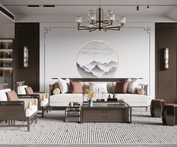 New Chinese Style A Living Room-ID:684777021