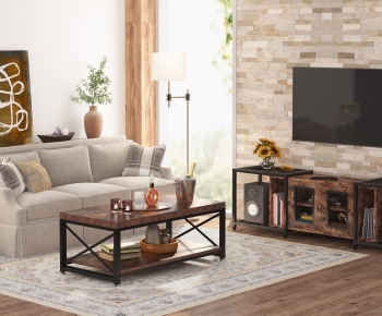 Modern Wabi-sabi Style A Living Room-ID:694011937