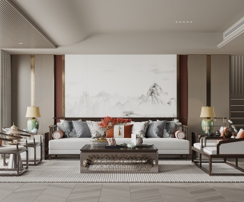 New Chinese Style A Living Room-ID:604429015