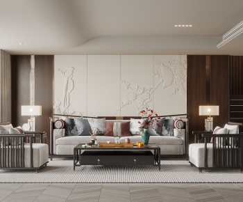 New Chinese Style A Living Room-ID:606252918