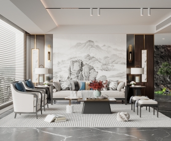 New Chinese Style A Living Room-ID:803816085
