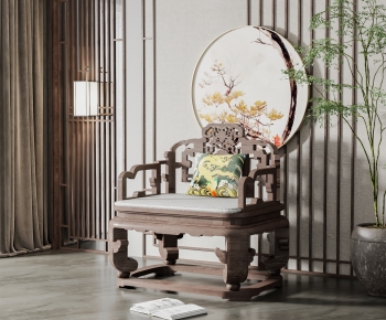 中式雕花单人沙发-ID:827310115