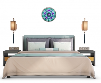 New Chinese Style Double Bed-ID:818998103
