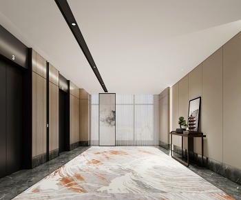 现代新中式酒店电梯厅-ID:625829947