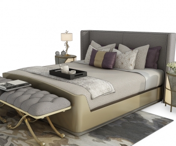 Simple European Style Double Bed-ID:888493067