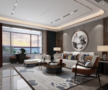 New Chinese Style A Living Room-ID:538734915