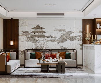 New Chinese Style A Living Room-ID:154156921