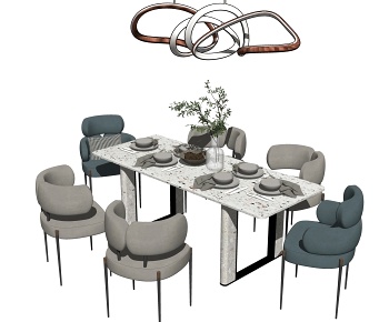 现代长方形餐桌椅-ID:378335959