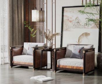 New Chinese Style Single Sofa-ID:716579912