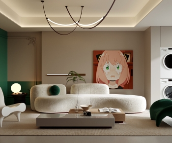 Modern Wabi-sabi Style A Living Room-ID:496244911