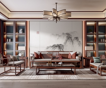 New Chinese Style A Living Room-ID:969890122