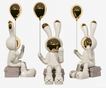 现代宇航员兔子公仔雕塑摆件-ID:830744039
