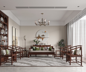 New Chinese Style A Living Room-ID:669123899