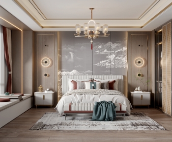 New Chinese Style Bedroom-ID:955148946