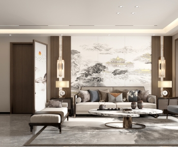 New Chinese Style A Living Room-ID:399688011