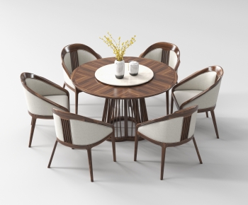 新中式圆形餐桌椅-ID:193772088