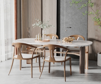 Wabi-sabi Style Dining Table And Chairs-ID:364916092