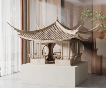 新中式古建筑雕塑摆件-ID:647110949