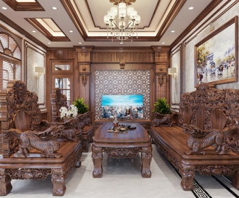 Chinese Style A Living Room-ID:385170941