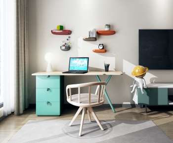 Nordic Style Computer Desk And Chair-ID:517652038