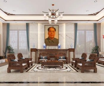 Chinese Style Office Living Room-ID:737355957
