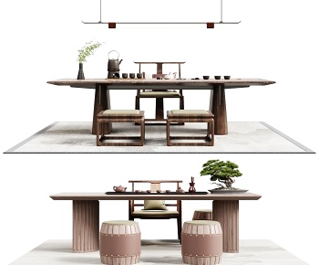 新中式茶桌椅-ID:1503928