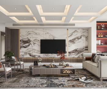 New Chinese Style A Living Room-ID:707465893