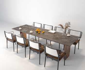 Industrial Style Dining Table And Chairs-ID:411586057