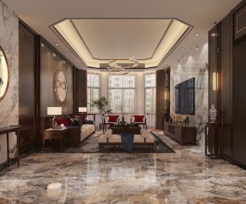 New Chinese Style A Living Room-ID:164450883