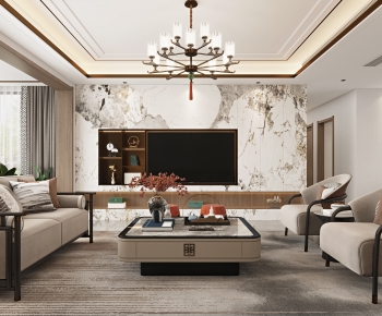 New Chinese Style A Living Room-ID:978838924