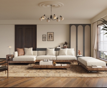 Modern Wabi-sabi Style A Living Room-ID:261050944