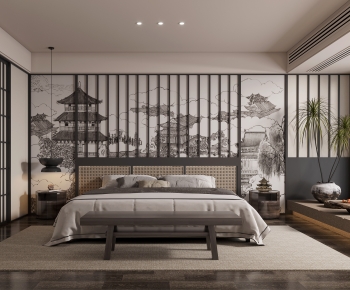 New Chinese Style Bedroom-ID:458250054