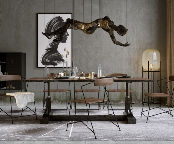 Industrial Style Dining Table And Chairs-ID:794163944