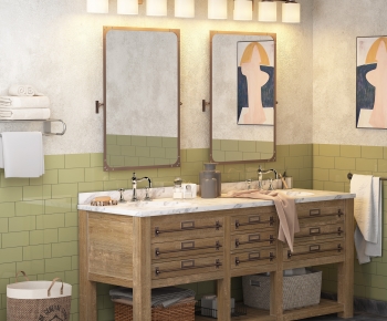 American Style Retro Style Bathroom Cabinet-ID:596482043