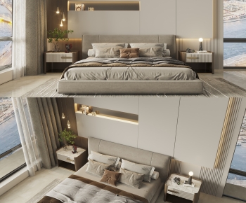 Modern Double Bed-ID:398969796