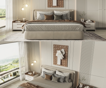Modern Double Bed-ID:527681116