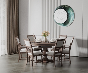 American Style Dining Table And Chairs-ID:113708974