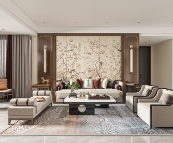 New Chinese Style A Living Room-ID:611304042
