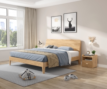 Nordic Style Double Bed-ID:899558079