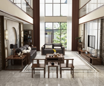 New Chinese Style A Living Room-ID:372905976
