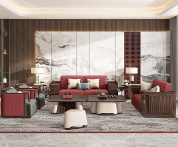 New Chinese Style A Living Room-ID:943897961