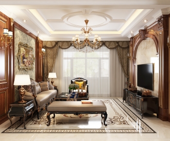 European Style Classical Style A Living Room-ID:500992064