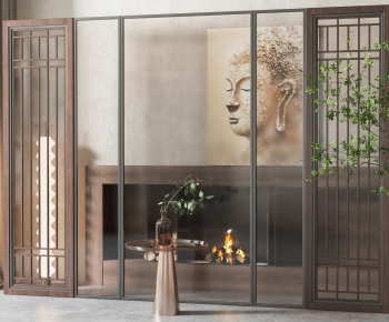 New Chinese Style Glass Screen Partition-ID:240485916
