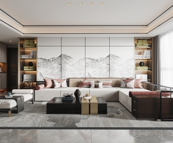 New Chinese Style A Living Room-ID:867111929