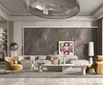 Modern Wabi-sabi Style A Living Room-ID:673911095