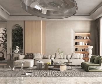 Modern Wabi-sabi Style A Living Room-ID:395386931